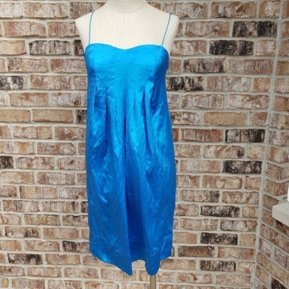 Rebecca Taylor Silk Stretch Slip Dress Blue size 4 - Picture 2 of 7